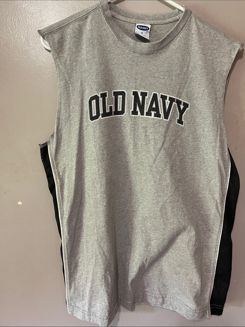 Old Navy Gray Sleeveless Tank with Black Logo